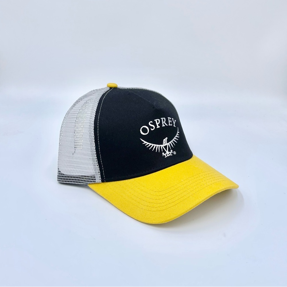 NEW Osprey Logo Trucker Hat SnapBack Black Yellow Silver Adult OS